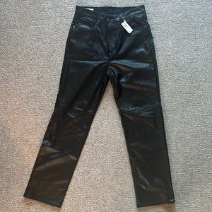 Faux-Leather Cheeky Straight Pants